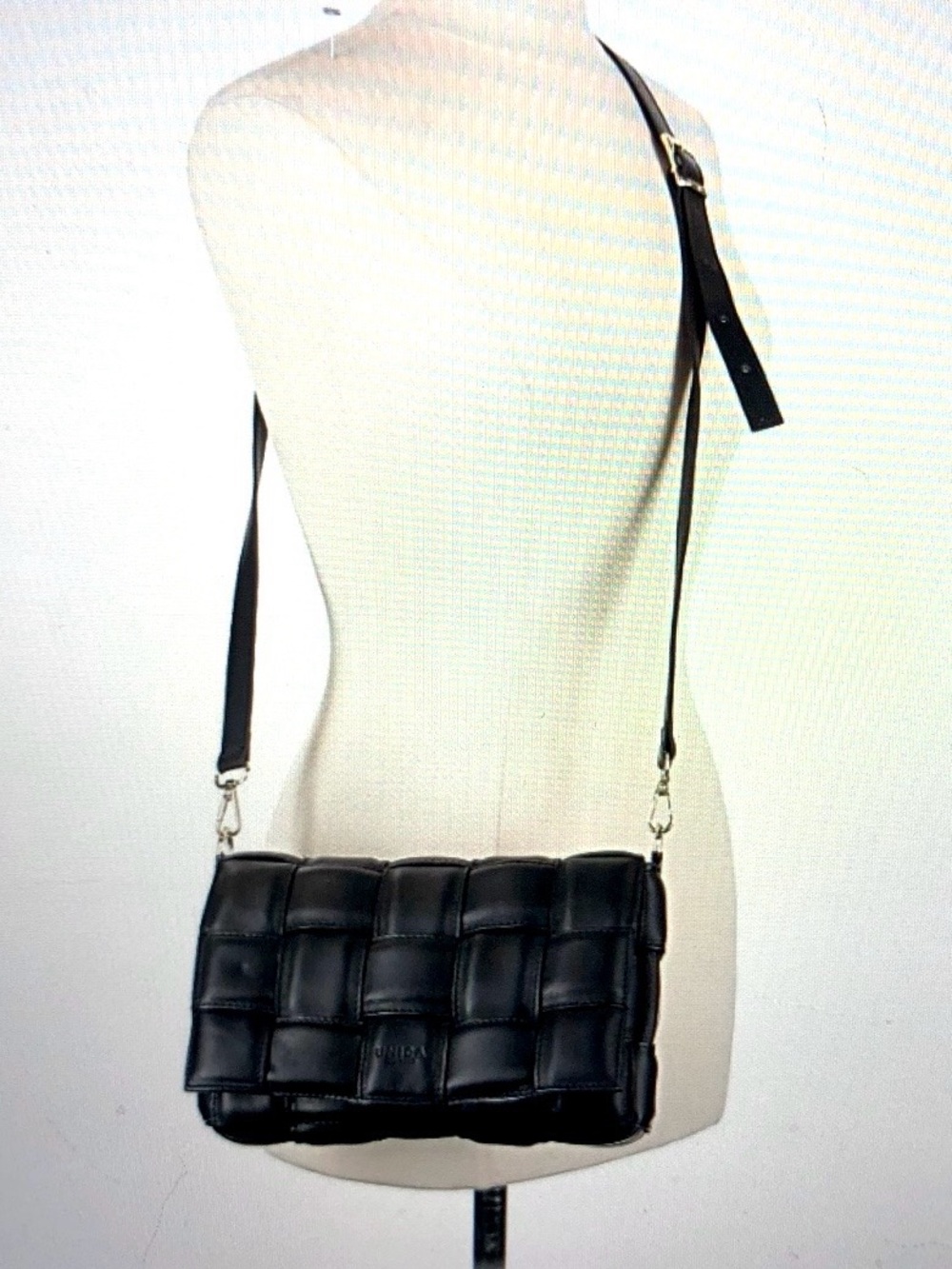 Unica! Firenze Black Bag Genuine Leather Crossbody Purse Quilted Made in Italy